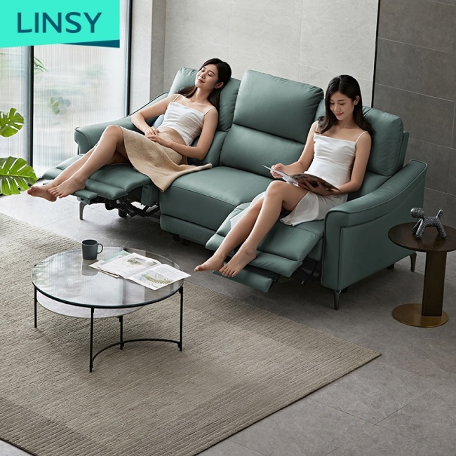 Linsy Italian Modern Grey 3 Seater Fabric Recliner Sofa Electric Living Room Home Furniture LS332SF6