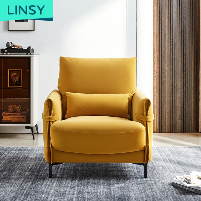 Linsy Colorful Fabric Leisure Singal Sofa Gray Yellow Living Room Chairs Waiting Room Cafe Salon Chair DY32