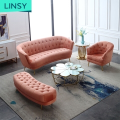 Linsy Modern 2021 Popular Sofa Cat Scratch Fabric 4 Seat Chesterfield Couch Unique Elegant Stone Color Sofa Set JYM1935