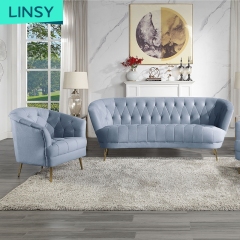 Linsy Modern 2021 Popular Sofa Cat Scratch Fabric 4 Seat Chesterfield Couch Unique Elegant Stone Color Sofa Set JYM1935