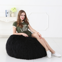 2021 Classic Black Long Faux Fur Bean Bag Filling Sofa Beanbag Sofa Bed