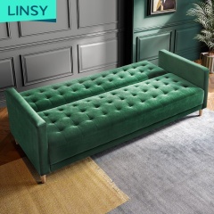 New Design Modern Living Room Furniture Gray Green Blue Velvet Folding Sofa Bed