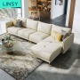 Nordic L Corner Blue Brown Nordic Genuine Leather Chesterfield Sectional Leather Sofa Set