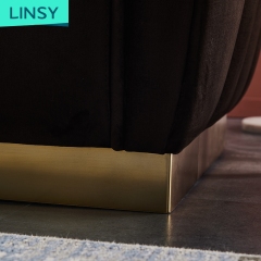 Linsy Elegant High End Sofa Chair Classic Comfortable Brown Velvet Living Room Fabric For Sofa Set JYM1833