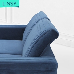 Linsy Italian Style Minimalist Modern Seating Blue Velvet Sofa Set Furniture Living Room Modular Sofa Jym2181