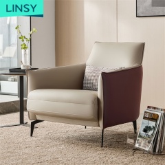 Linsy Luxury Italian White Lounge Genuine Leather Sectional Sofa Modern Single Corner Sofa Chair LS308XY5