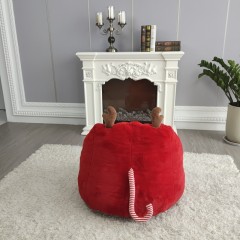 wholesale Christmas snuggle velvet soft Eco-friendly red rabbit fur kids sofa chair