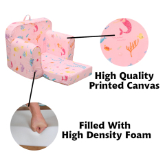 Most popular comfortable sofa printed canvas cozy convertible lounge chair for kids
