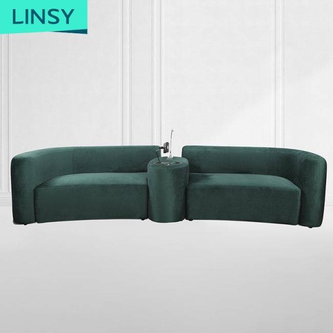 Linsy Luxury Italian Modular Living Room Furniture Modern Multifunctional Sofa Tufting Velvet Green Fabric Sofa JYM1935C