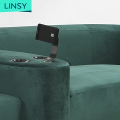 Linsy Luxury Italian Modular Living Room Furniture Modern Multifunctional Sofa Tufting Velvet Green Fabric Sofa JYM1935C