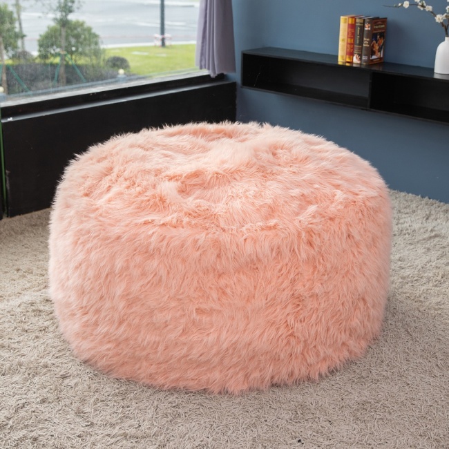 2022 BEST Seller Pink Faux FUR 4FT  Bean Bag Chair for Living Room Foam Sofa Sac