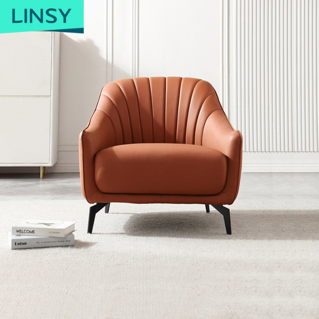 Linsy Nordic Modern Chair Single Leather Sofa Chair Luxury Living Room Arm Sofa Chair Tdy38