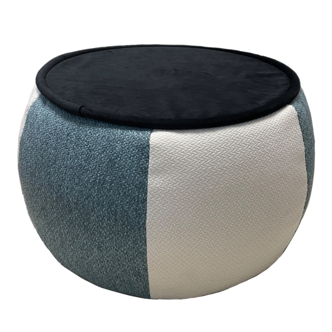 Livingroom furniture blue and white  round  multifunctional pouf ottaman