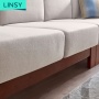 New Chinese style combination furniture black gold wood color fabric living room corner solid wood sofa