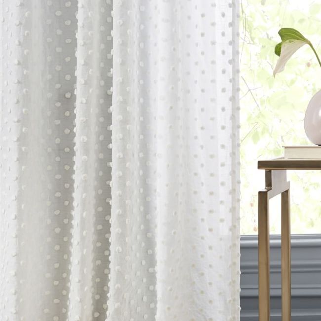 hot selling Italian style ready made curtain stock dolly sheer fabric dot curtains for the living room