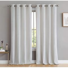 New Product High Quality Soft White  Velvet Fabric Panels  Blackout Curtain Perforated Curtain with Blackout Fabric