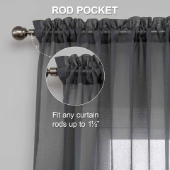 Sheer Curtains Panels for Living Room Bedroom Semi Window Treatment Drapes Voile Rod Pocket