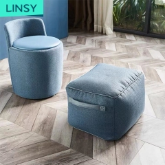 Linsy Hot Sale Mini Livingroom Blue Fabric Sofa Chair Footstool Square Bean Bag Ottoman Stool Wl005