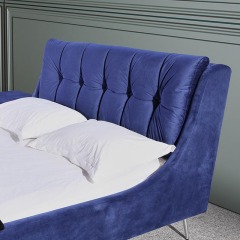 Linsy Luxury Italy King Size Bed Frame Modern Nordic Bedroom Furniture Bule Bed Sets K318