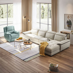 Nordic small size top layer leather sofa living room simple modern furniture