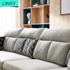 Small apartment modern living room combination gray three seater fabric sofa