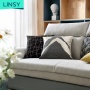 Small apartment modern living room combination gray three seater fabric sofa