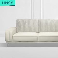 Linsy Luxury Sofa Set Designs Nordico Stainless Steel White Tufted Fabric Sofa With Price Modern Jym2185