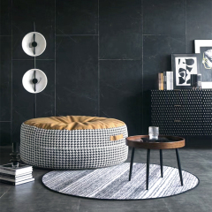 Linsy Fashion Design Big Ottoman Stool Round Houndstooth Fabric Living Room Sofa Chair Set Wl003