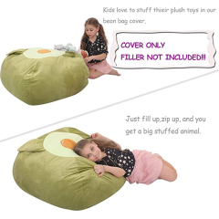 Avocado Stuffed Animal Storage Kids Bean Bag Chair Cover, Organization for Plush Toy Pillows Blankets Velvet Green Bean Bag Toy