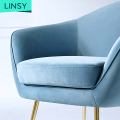 Modern Modular Curved Blue Gray Velvet Fabric Single Seat Armrests Cheer Sofa Set For Bedroom