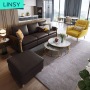 Wholesale Price Morden Lshape Leather Couch Sofa Brown Modern Living Room Sofa Sectional Sofa 5 - 15 Days Genuine Leather