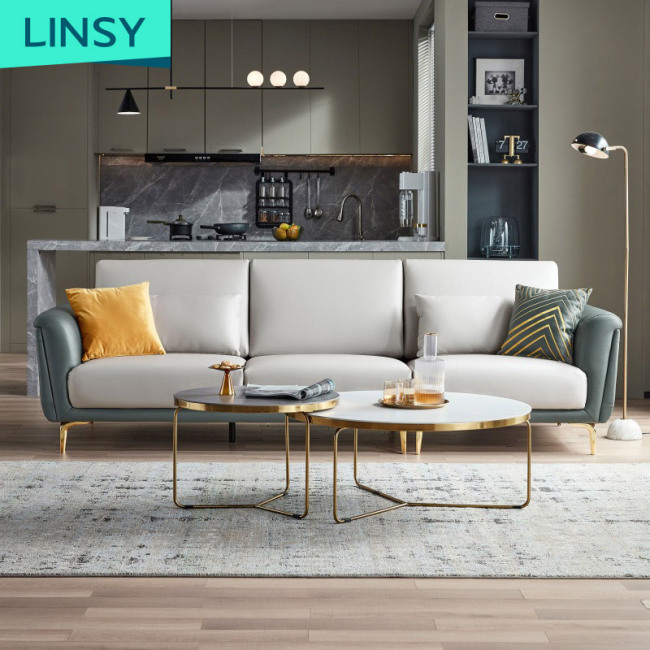 Linsy Italian Luxury Design Ottoman Stool Sofas Modern Gray Sectionals Fabric Living Room Sofa Set S198