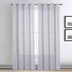 Plain Linen Fabric Ready Made White Sheer Bedroom  Curtain White