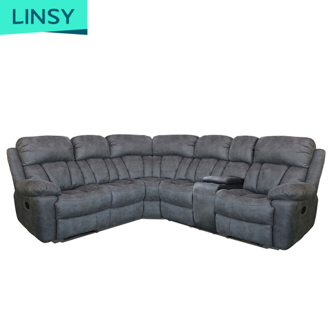 Modern Living Room Furniture 7 4 3 2 Seat  L Shape Genuine Leather Corner Recliner Sectional Fabric Sofa Set