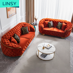 Linsy Luxury Modern Italian Chesterfield Sofa Tufted Velvet Sofa Set Velvet Designs Couch Furniture Living Room Sofas Rbj8K