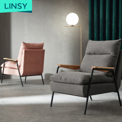 Linsy Morden Salon Hotel Business Lounge Furniture Chair Accent Armchair Director Frame Metal Living Room Chair DY20