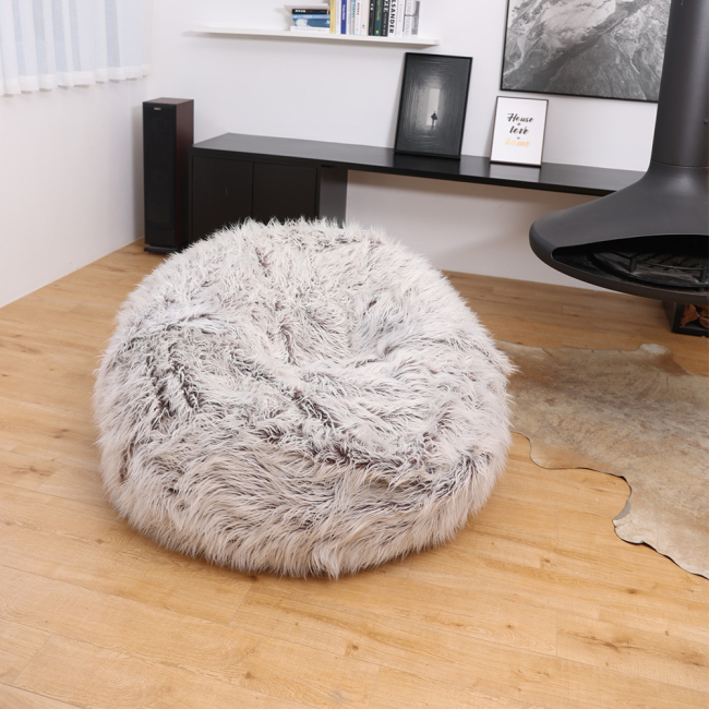 American style furniture living room Round 4ft/5ft/6ft/7ft Bicolor faux fur bean bag with beans refill beanbag cover sofa sack