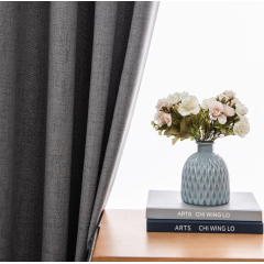 Soft 100% Blackout linen look Curtains with  Coating Ready made stock Blackout Curtains for the livingroom