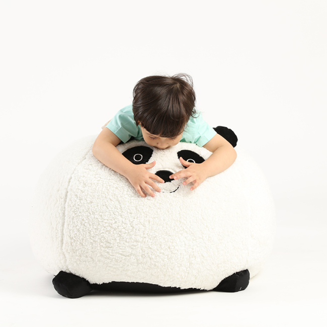 Hot Sale Animal Fashion Design Panda Modelling Storage Sherpa Bean Bag Chair kid/Child Furniture