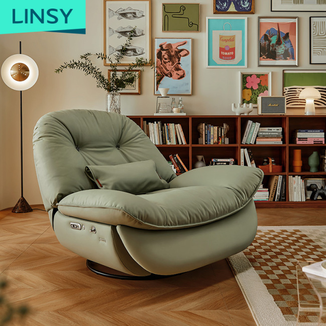 Linsy Relax lazy Electric Single Seat Leather sofa Chair Recliner For Home