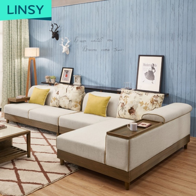 Best Selling Living Room Wooden American Style Luxury Solid Wood Frame Sofa Set