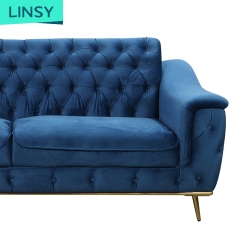 Linsy Fashion Bule Velvet Sofa Chesterfield Lounge Sofa Set China Modern Designs With Price Modern Jym2186