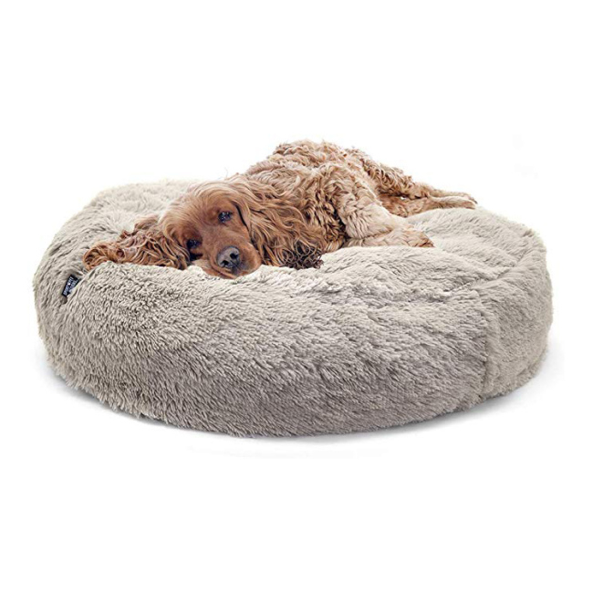 Long Faux Fur Pet bed Comfortable waterproof Plush Donut round Dog bed  soft washable cat bed Removable pet cover
