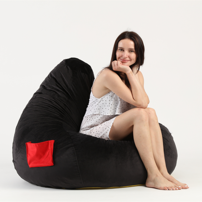 2021 hot sale Living Room Modern teardrop Black Velvet lazy bean bag recliner chair sofa for Children Adult