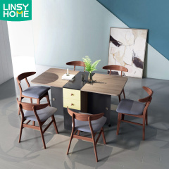 Modern Square Furniture Extendable Wooden Chairs And Dining Table