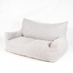 Sesame Gray Double-Seat Wide Chair With Backrest and Armrests Shredded Foam Filling 2 seats Love Sofa