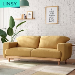 Nordic style small apartment simple double solid wood feet two seater fabric sofa