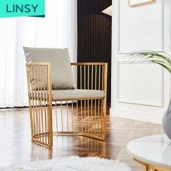 Linsy China Foshan French High Back Gold Stainless Steel Chair For Living Room Lounge Chairs Italian Louvre Mall 215+1