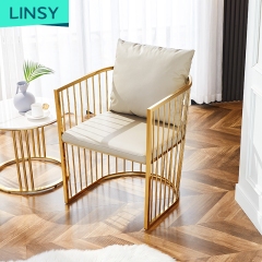 Linsy China Foshan French High Back Gold Stainless Steel Chair For Living Room Lounge Chairs Italian Louvre Mall 215+1