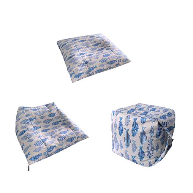 living room 2in1 modern versatile and shape-shifting printed linen flax bean bag